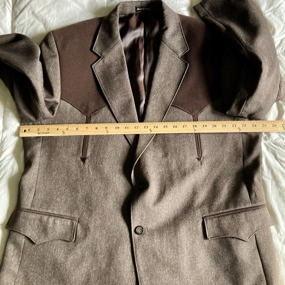 Circle S Boise Western Suit Coat Jacket Chestnut Brown Mens 48R Cowboy Rodeo EUC - Picture 12 of 16